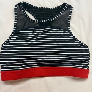 Striped Sports Bra with Red Band